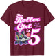 5 Year Old Skate Birthday Roller Girl Skating Theme 5th Gift T-Shirt - T-Shirt | Maroon