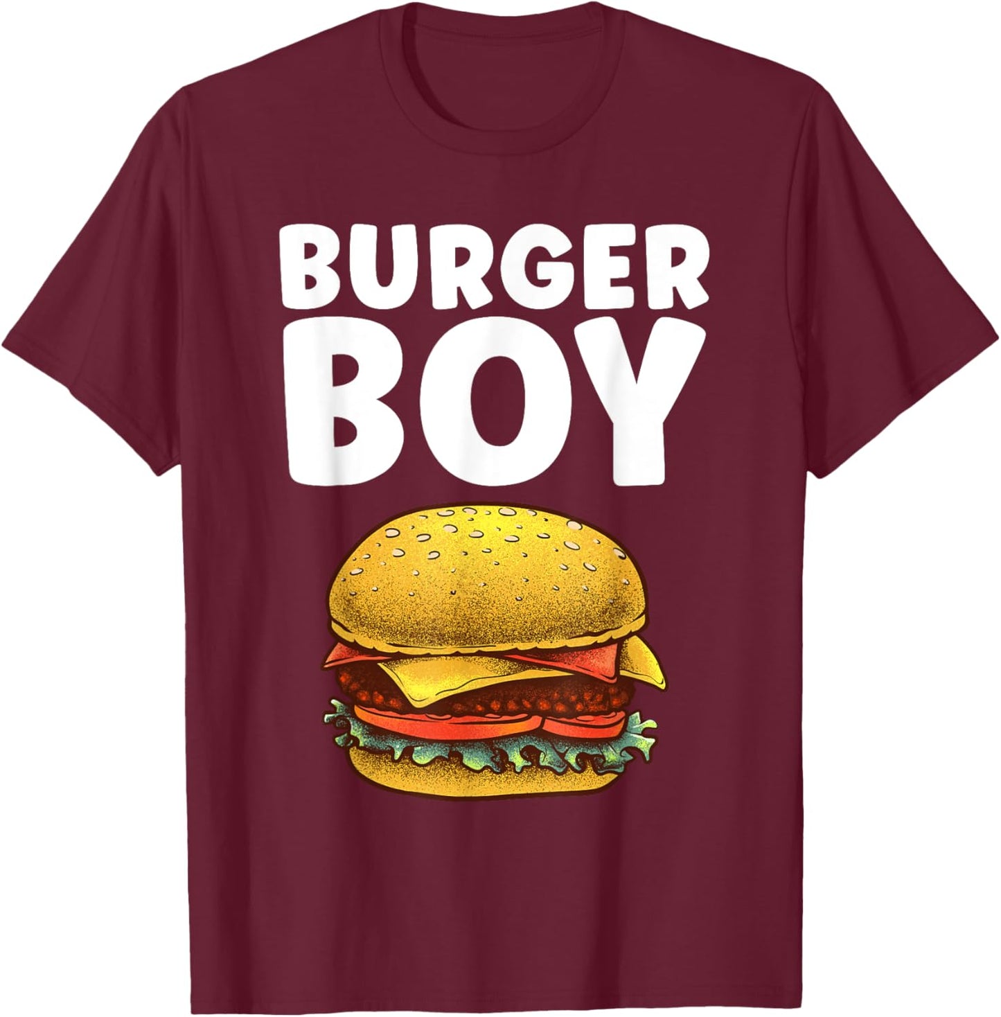 Funny Burger Art For Boys Men Hamburger Cheeseburger Lovers T-Shirt - T-Shirt | Maroon