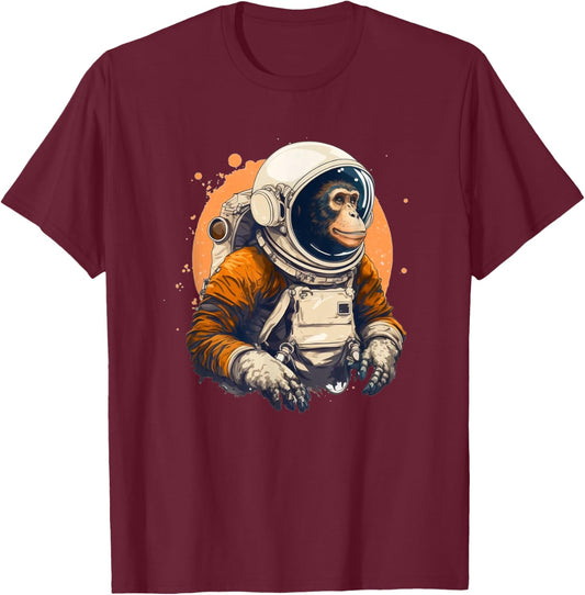 Space Vintage Travel Astronaut Monkey Astronaut T-Shirt - T-Shirt | Maroon