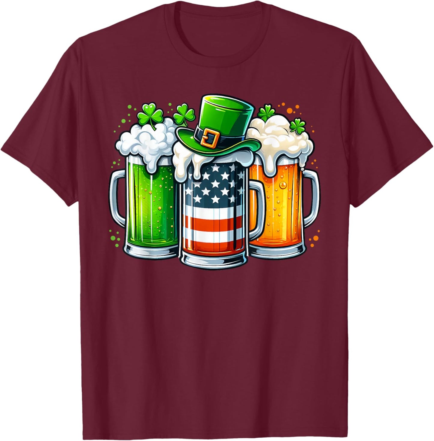 Irish Beer Ireland Flag St Patricks Day Men Women Leprechaun T-Shirt - T-Shirt | Maroon