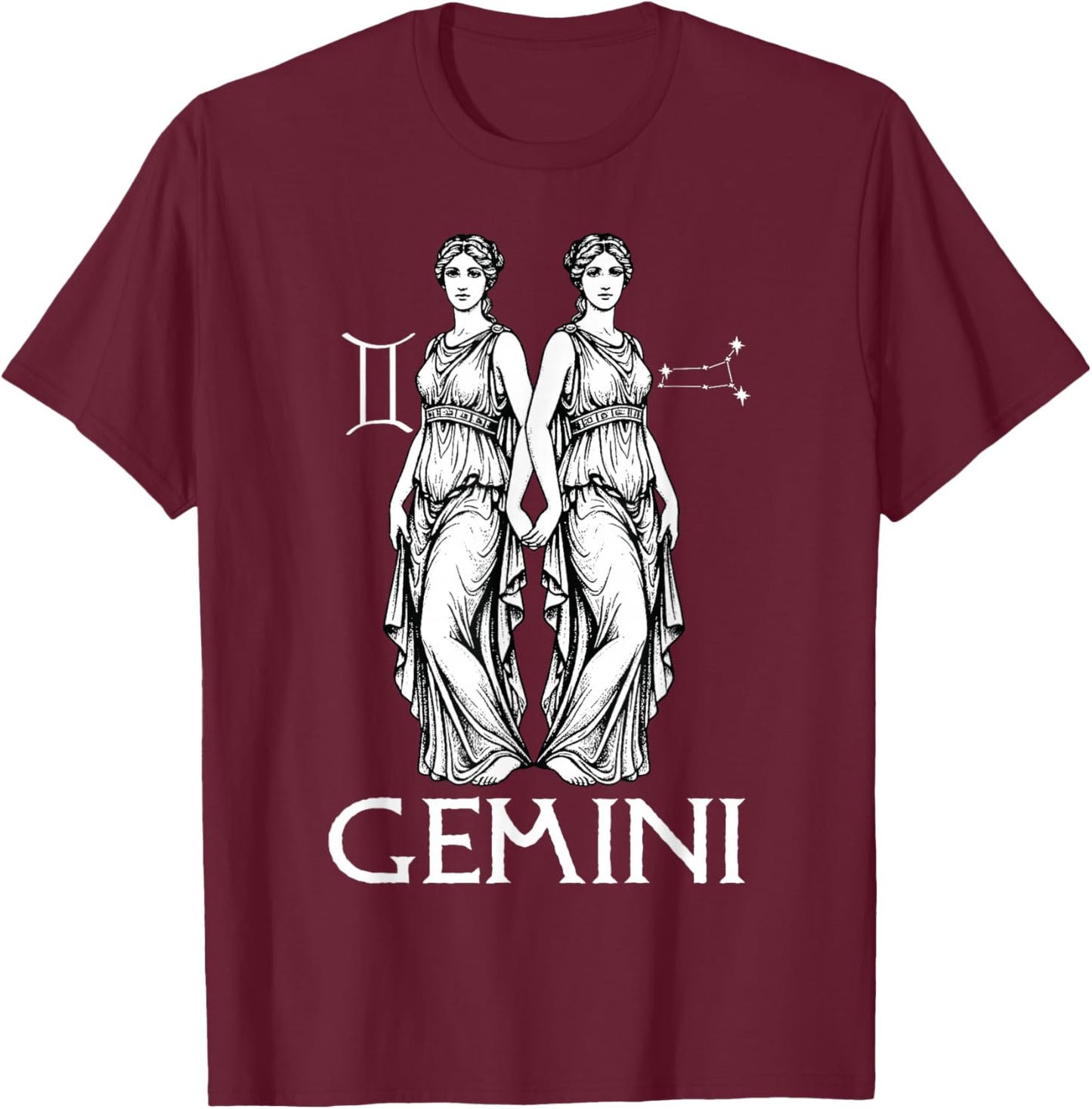 Gemini Zodiac Sign Astrology Horoscope Birthday Vintage T-Shirt - T-Shirt | Maroon