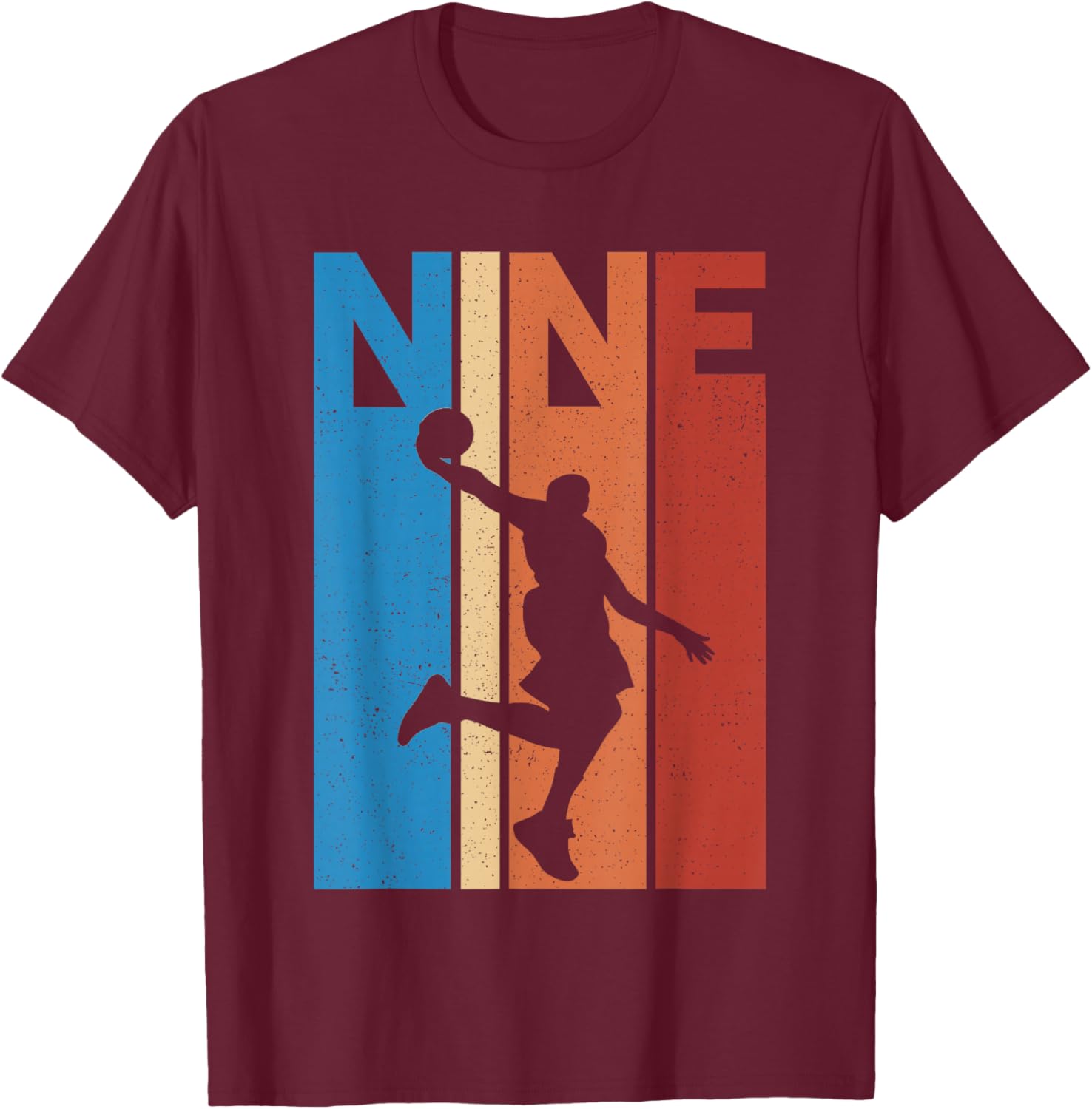 9th Birthday Party Nine 9 Years Old Basketball Kids Boys T-Shirt - T-Shirt | Maroon