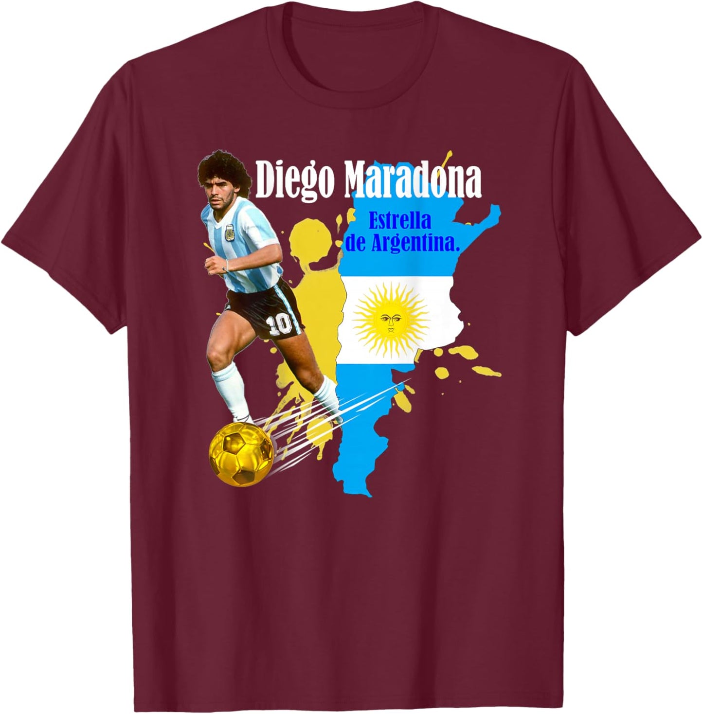 Diego Maradona_005_Back Printed T-Shirt - T-Shirt | Maroon
