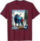 American Lumberjack Folk Hero Paul Bunyan & Babe The Giant Blue Ox in The Woods T-Shirt - T-Shirt | Maroon