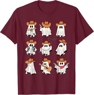 Cowboy Ghost Halloween Ghoul Design Funny Cowgirl Cowboy T-Shirt - T-Shirt | Maroon