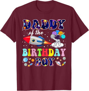 Daddy of The Birthday Boy Space Astronaut Birthday Family T-Shirt - T-Shirt | Maroon