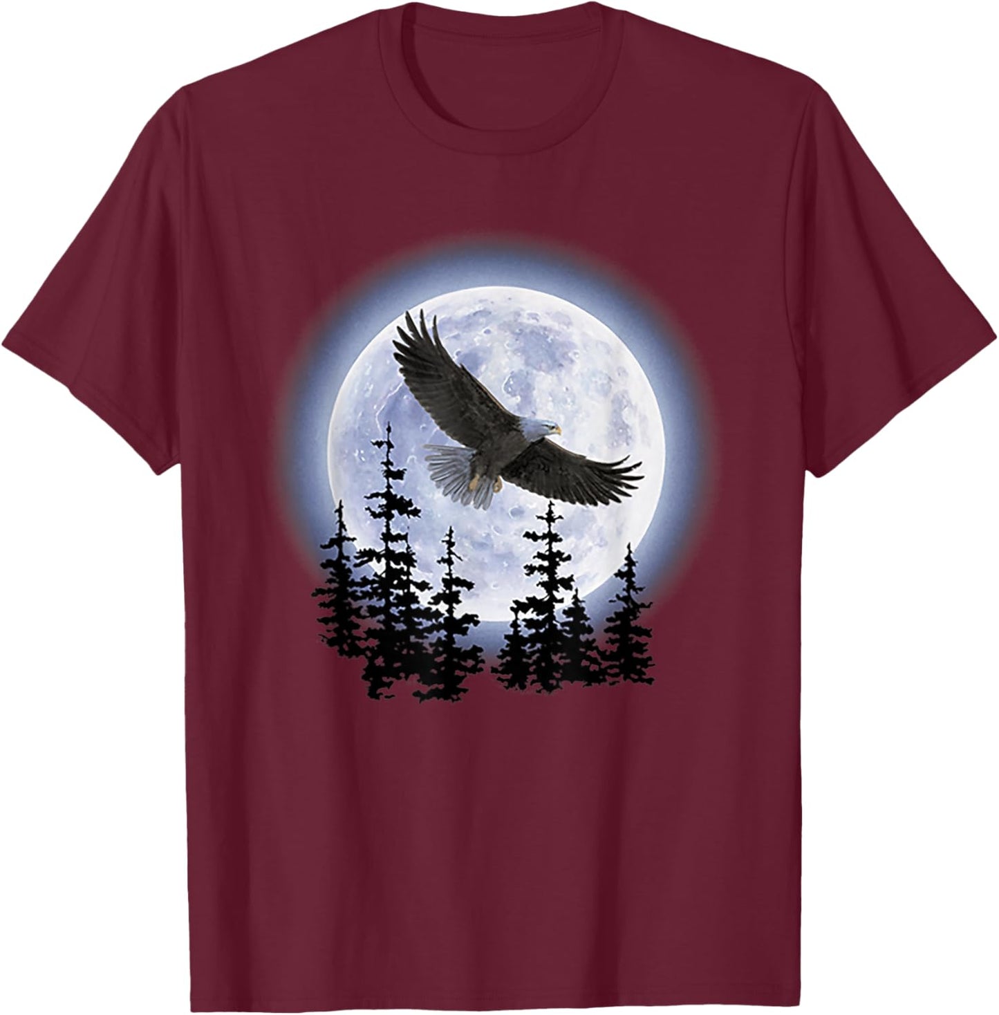 Bald Eagle with Moon T-Shirt - T-Shirt | Maroon