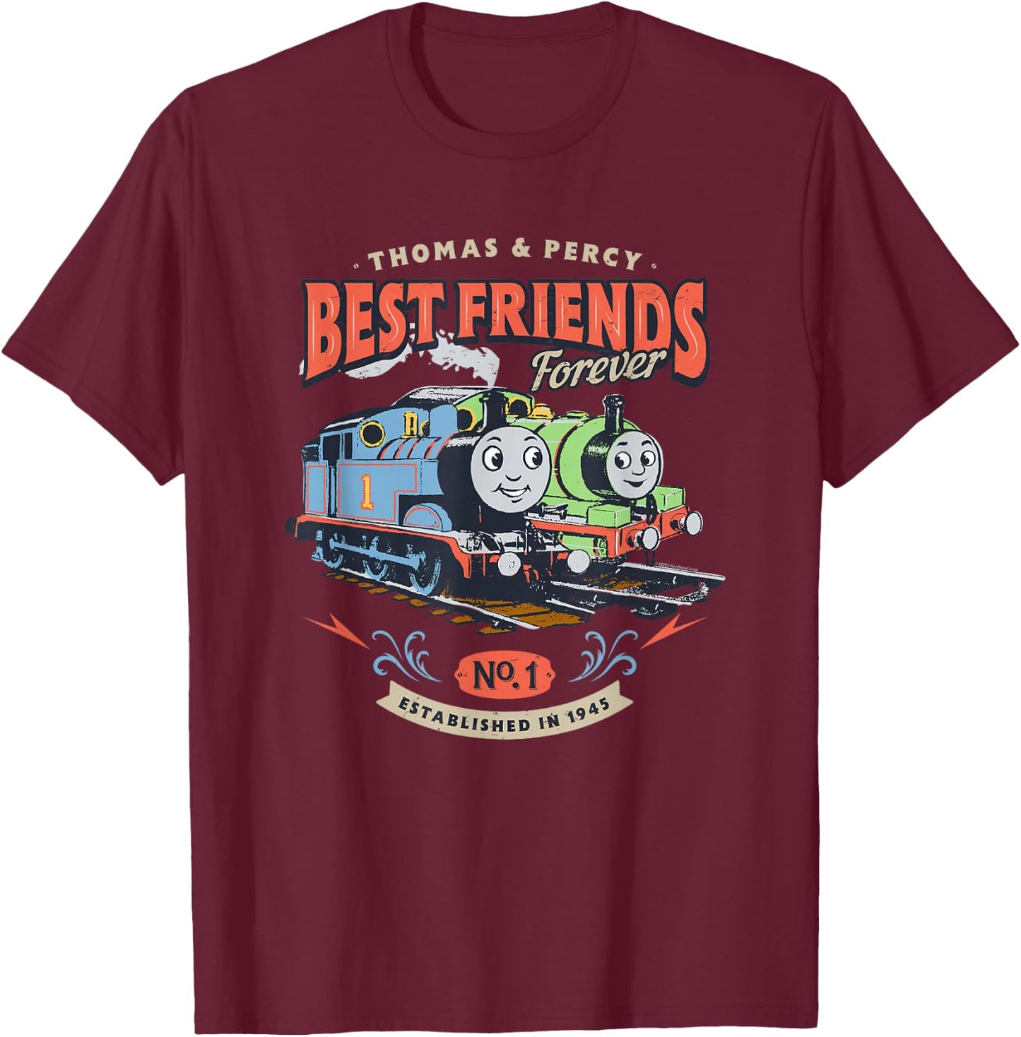 Thomas & Friends - Thomas & Percy Best Friends Forever T-Shirt - T-Shirt | Maroon