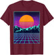 Retro 80s Aesthetic Vaporwave Outrun Style Sun T-Shirt - T-Shirt | Maroon