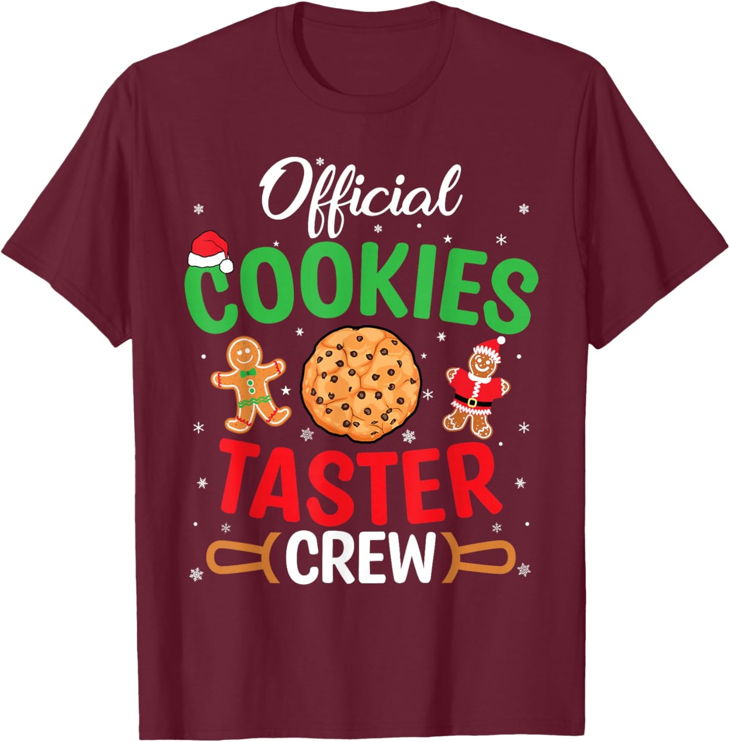 Christmas Official Cookie Taster Crew Team Gingerbread Xmas T-Shirt - T-Shirt | Maroon