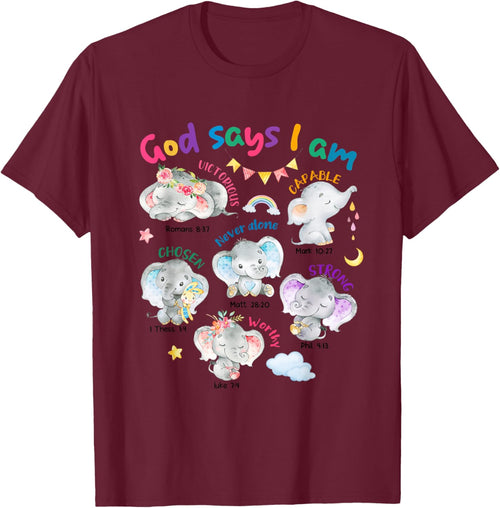 God Says I Am Cute Elephant Bible Verse Kids Toddler Girls