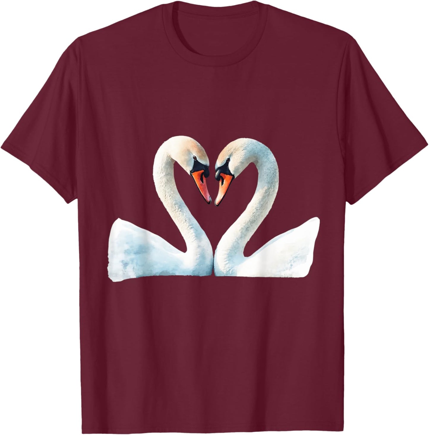 Romantic Swan Couple Heart Shape Love T-Shirt - T-Shirt | Maroon
