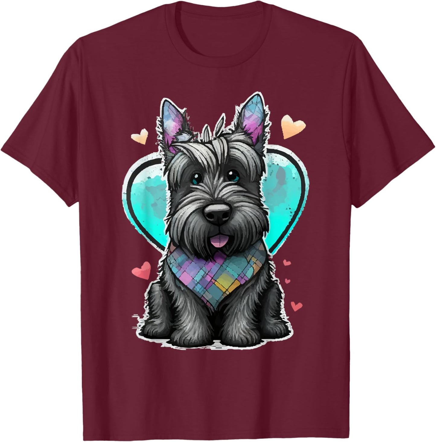 I Love My Scottish Terrier Scottie Dog Valentines Heart Art T-Shirt - T-Shirt | Maroon
