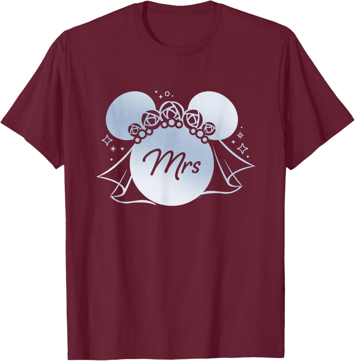 Disney Wedding Matching Minnie Bridal Veil Wife Bride Mrs T-Shirt - T-Shirt | Maroon