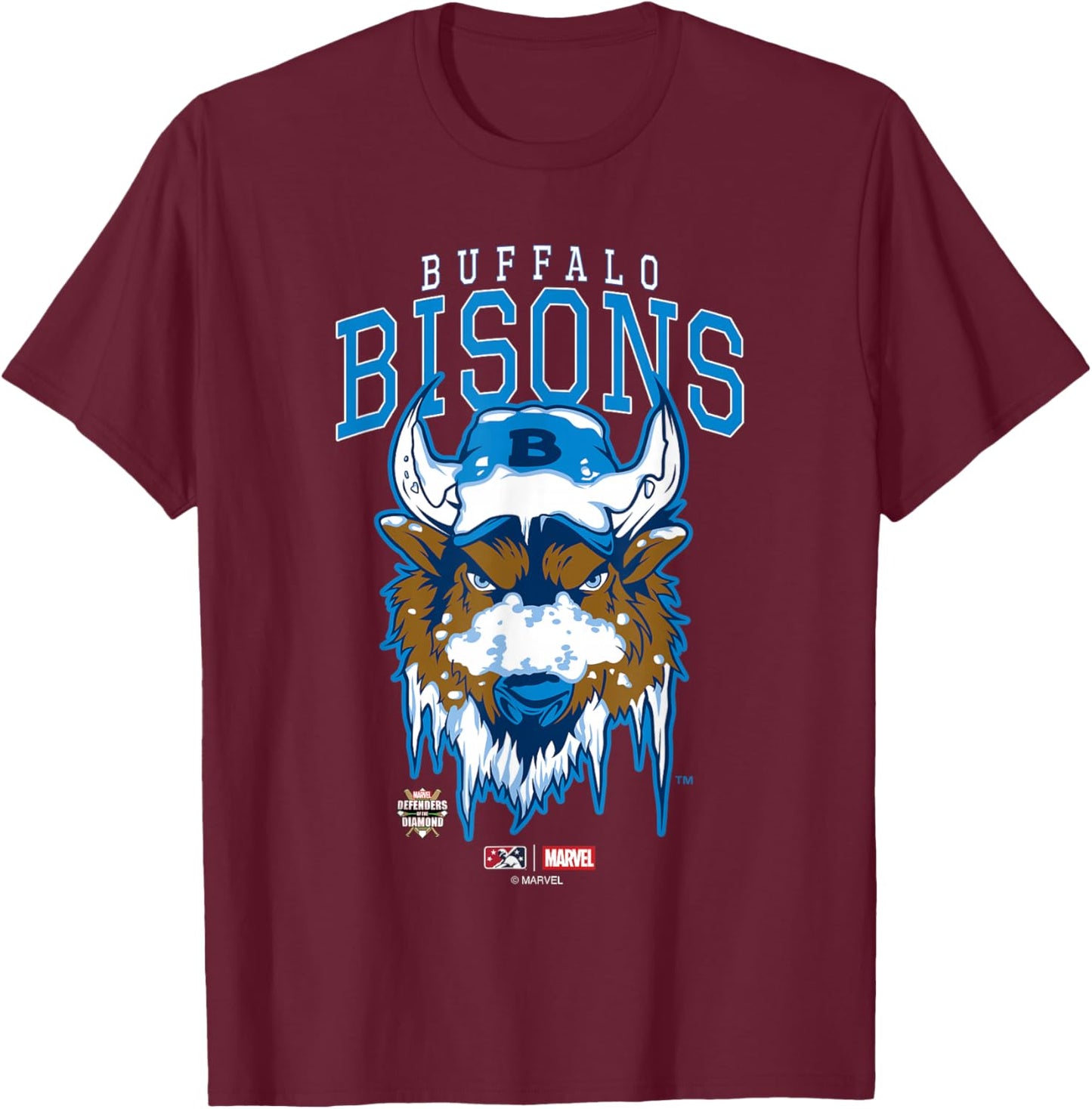 Marvel x MiLB Buffalo Bisons Defenders Big Chest Logo T-Shirt - T-Shirt | Maroon
