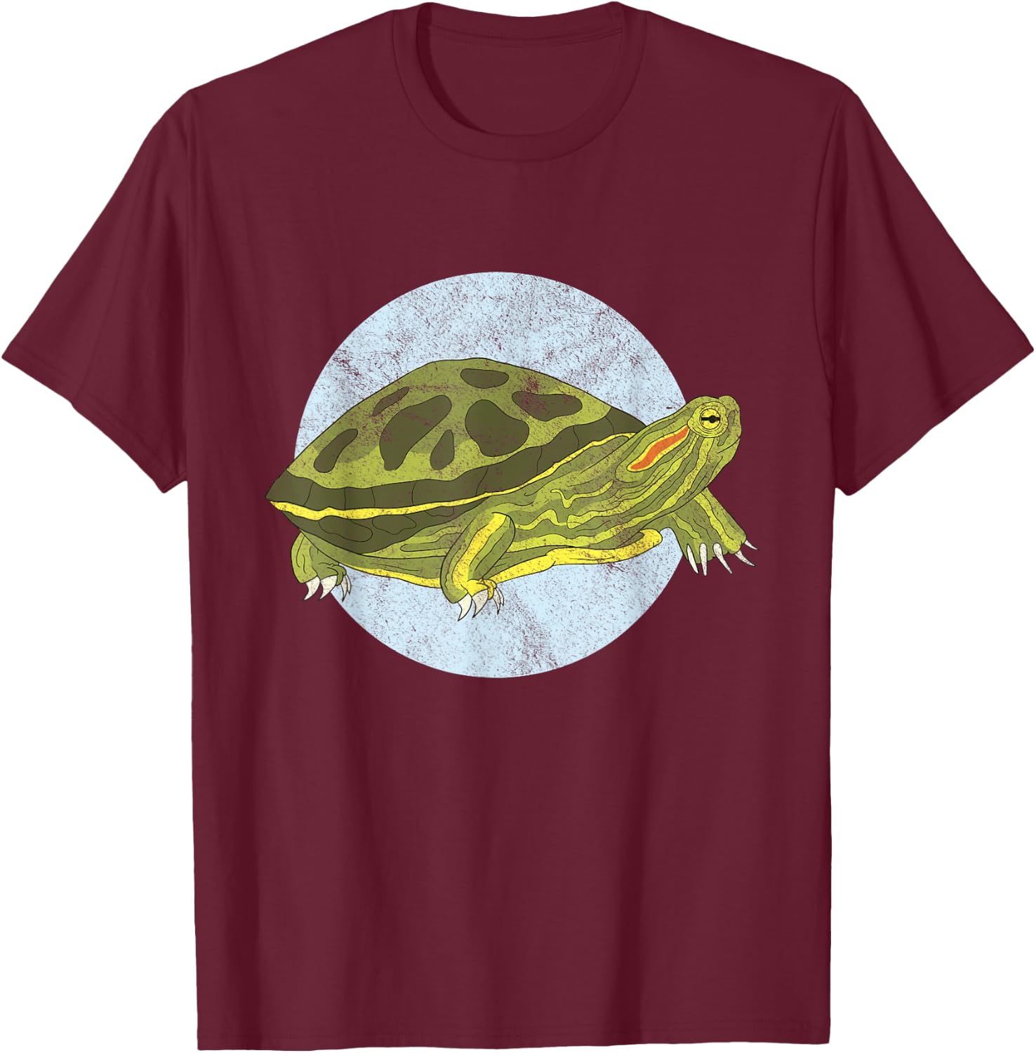 Red Eared Slider Turtle Graphic T-Shirt - T-Shirt | Maroon