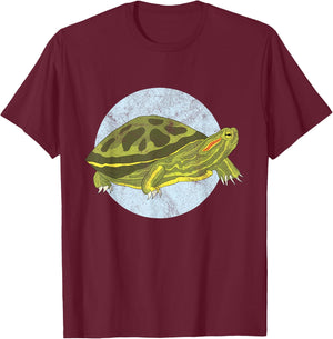 Red Eared Slider Turtle Graphic T-Shirt - T-Shirt | Maroon