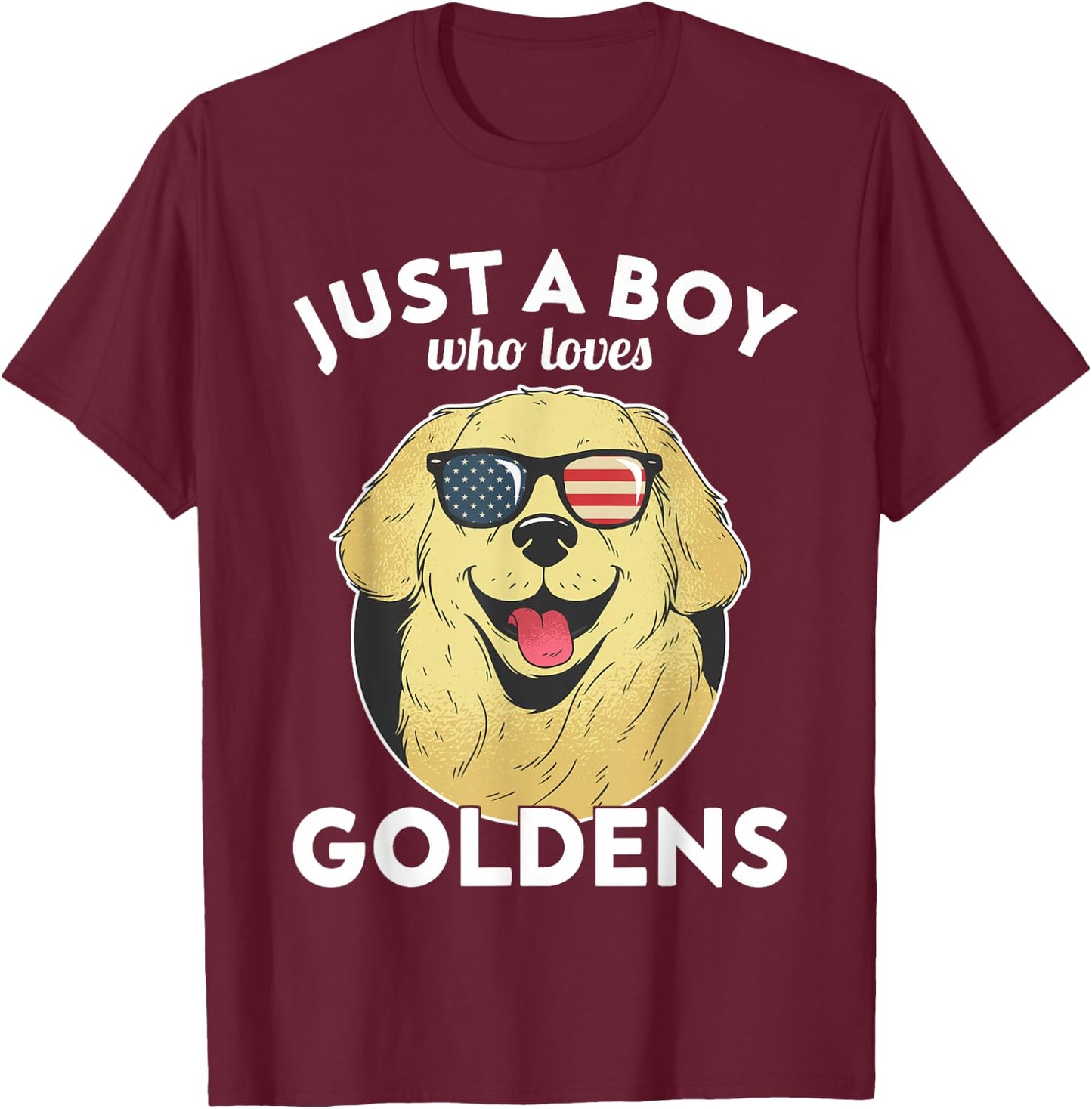 Just a Boy - Golden Retriever and Kids T-Shirt - T-Shirt | Maroon