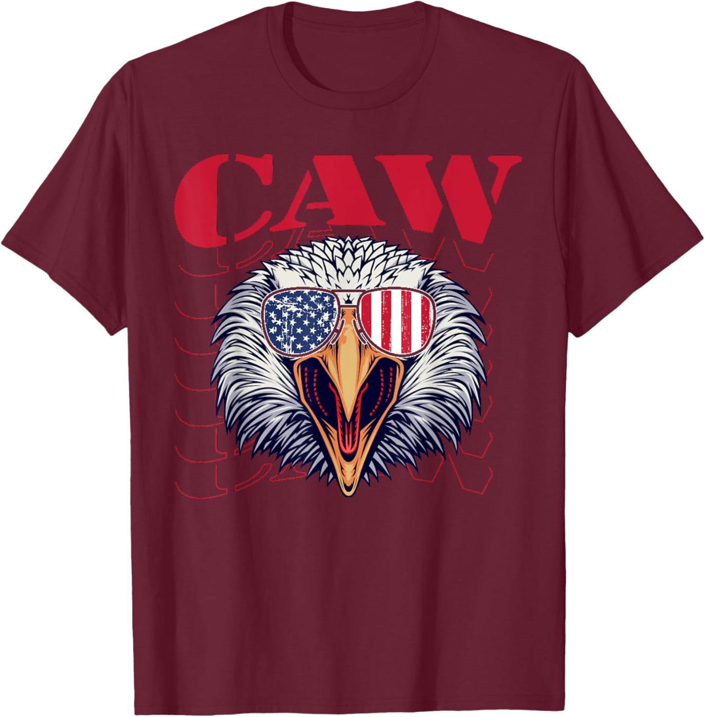 4th Of July Eagle Caw Retro American Flag T-Shirt - T-Shirt | Maroon