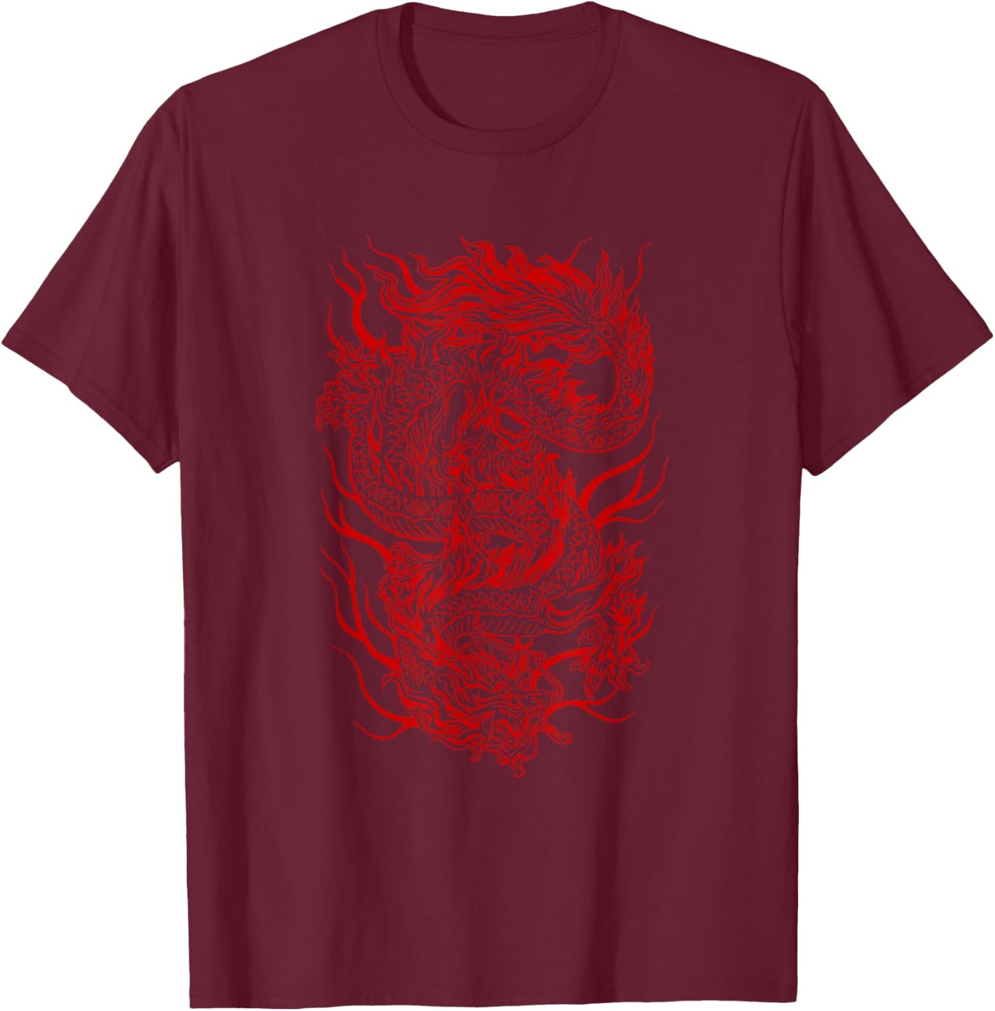 Aesthetic Red Chinese Dragon Grunge Egirl Teen Girls Women T-Shirt - T-Shirt | Maroon