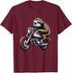 Sloth rides a Motorcycle for a Motorcycle Rider Sloth Fan T-Shirt - T-Shirt | Maroon