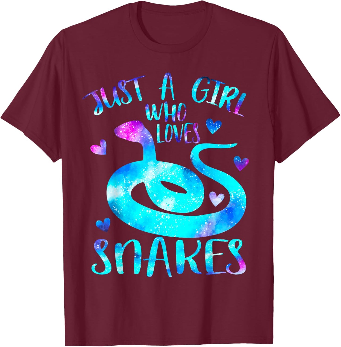 Just a Girl Who Loves Snakes Theme Cute Snake Lover Galaxy T-Shirt - T-Shirt | Maroon