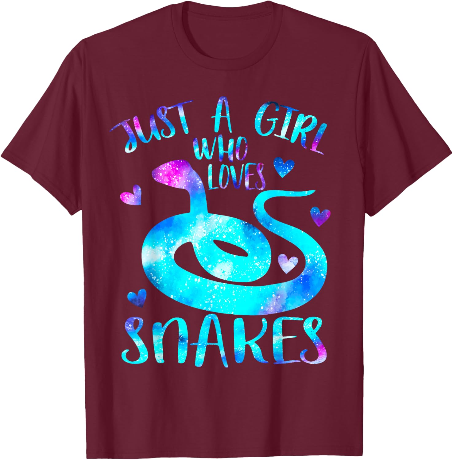 Just a Girl Who Loves Snakes Theme Cute Snake Lover Galaxy T-Shirt - T-Shirt | Maroon