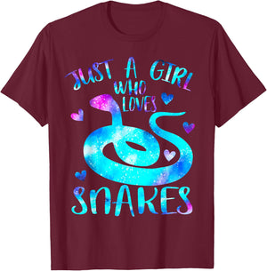 Just a Girl Who Loves Snakes Theme Cute Snake Lover Galaxy T-Shirt - T-Shirt | Maroon
