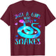 Just a Girl Who Loves Snakes Theme Cute Snake Lover Galaxy T-Shirt - T-Shirt | Maroon