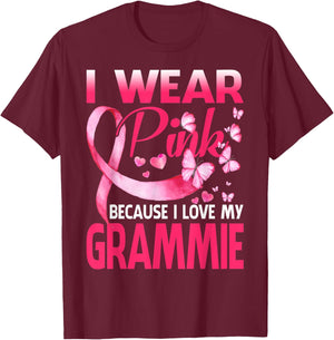 I Wear Pink For My Grammie Breast Cancer Awareness Butterfly T-Shirt - T-Shirt | Maroon