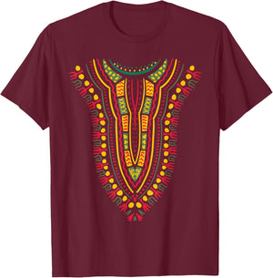 Dashiki Print Kente Ethnic African Pride for Kids Boys Girls T-Shirt - T-Shirt | Maroon