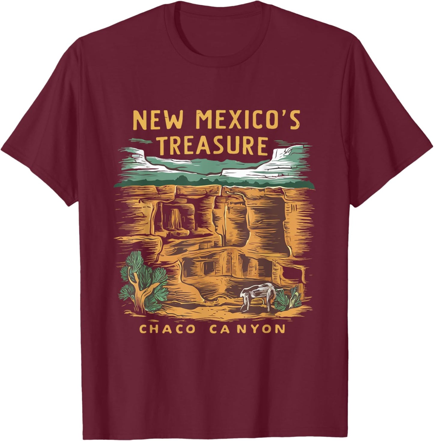 New Mexico Treasure Chaco Canyon National Park T-Shirt - T-Shirt | Maroon