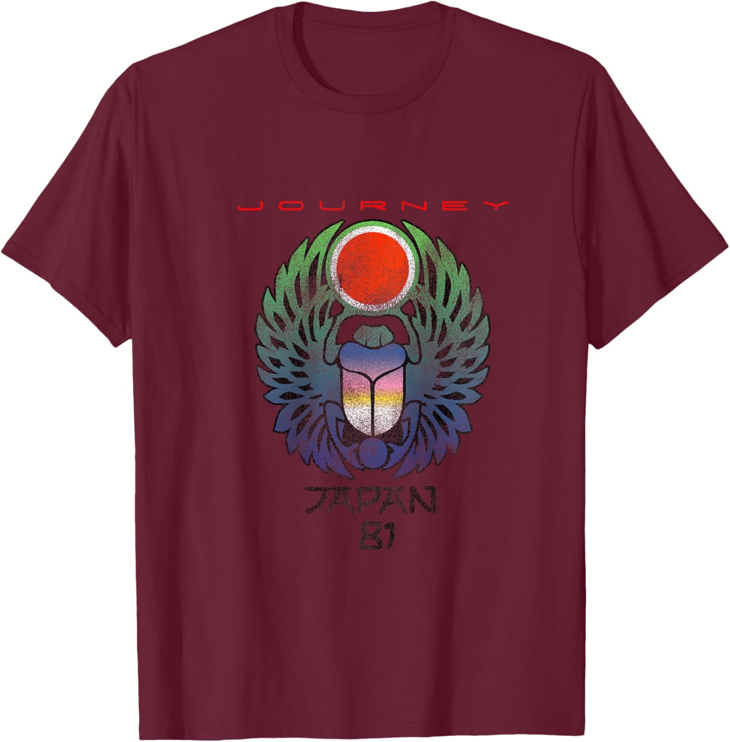 Journey Infinity Wings Vivid Scarab Music Vintage Band Raglan Baseball T-Shirt - T-Shirt | Maroon