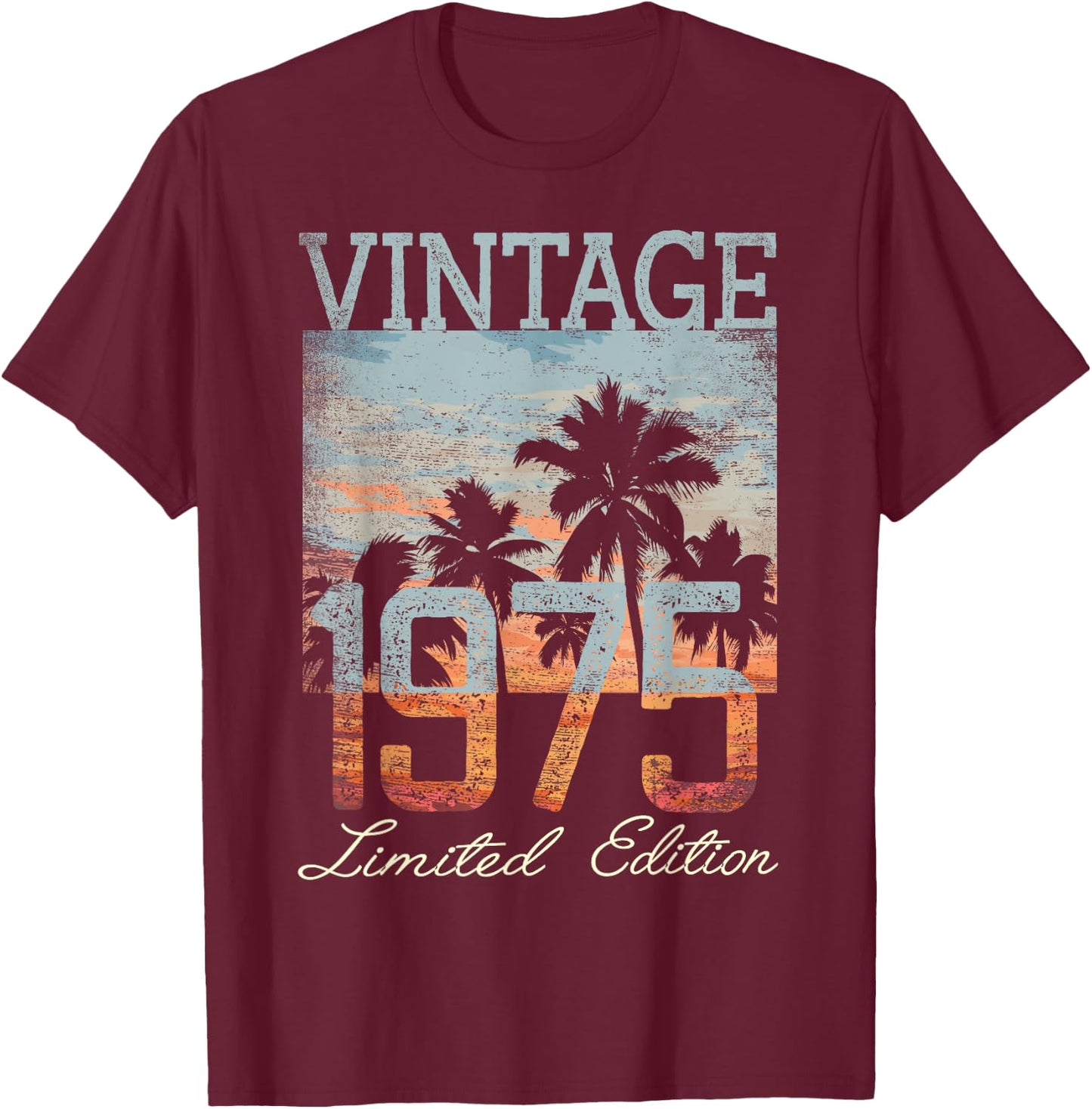 Vintage 1975 Limited Edition 50th Birthday 50 Year Old Gifts T-Shirt - T-Shirt | Maroon