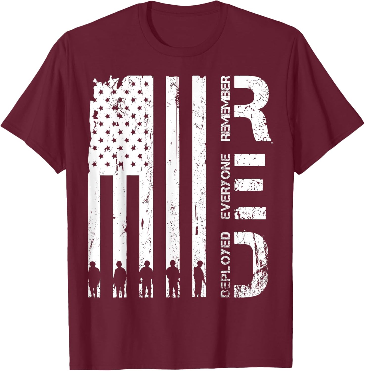 Red Remember Everyone Deployed Military Friday Wear Veterans T-Shirt - T-Shirt | Maroon