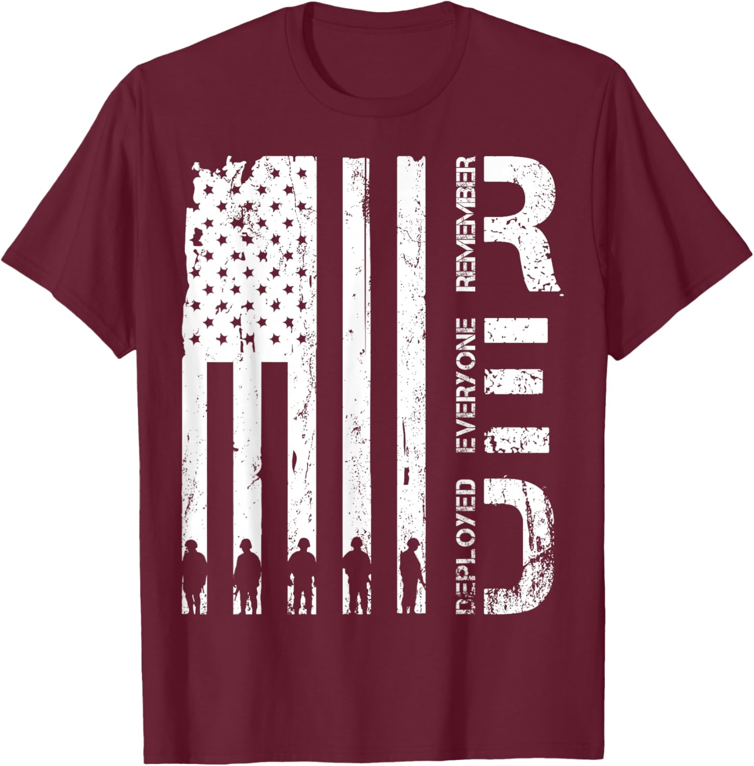 Red Remember Everyone Deployed Military Friday Wear Veterans T-Shirt - T-Shirt | Maroon