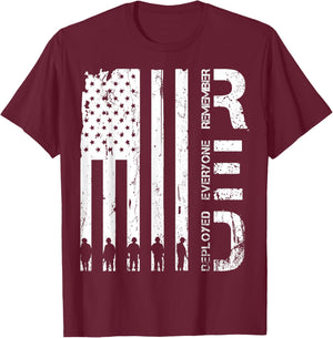 Red Remember Everyone Deployed Military Friday Wear Veterans T-Shirt - T-Shirt | Maroon