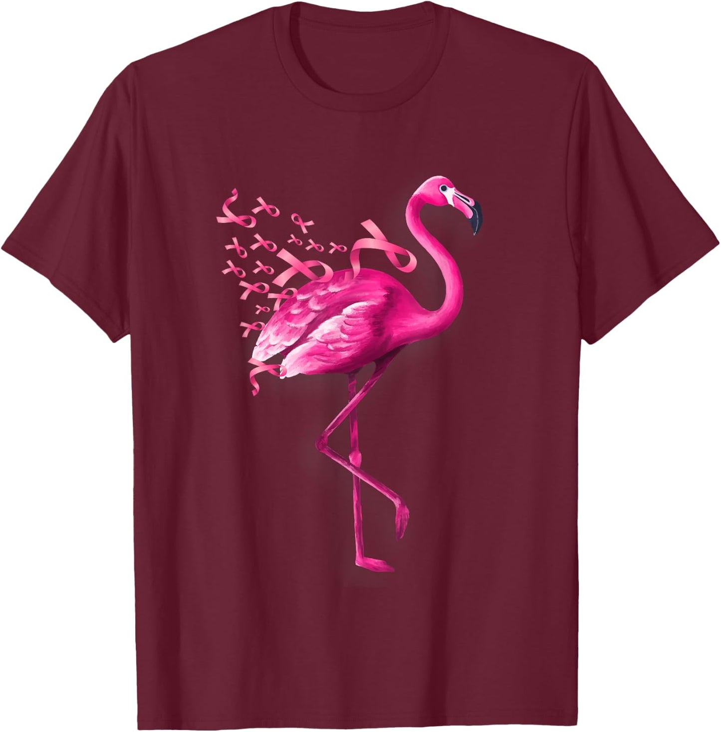 Pink Bird Flamingo Breast Cancer Awareness T-Shirt - T-Shirt | Maroon