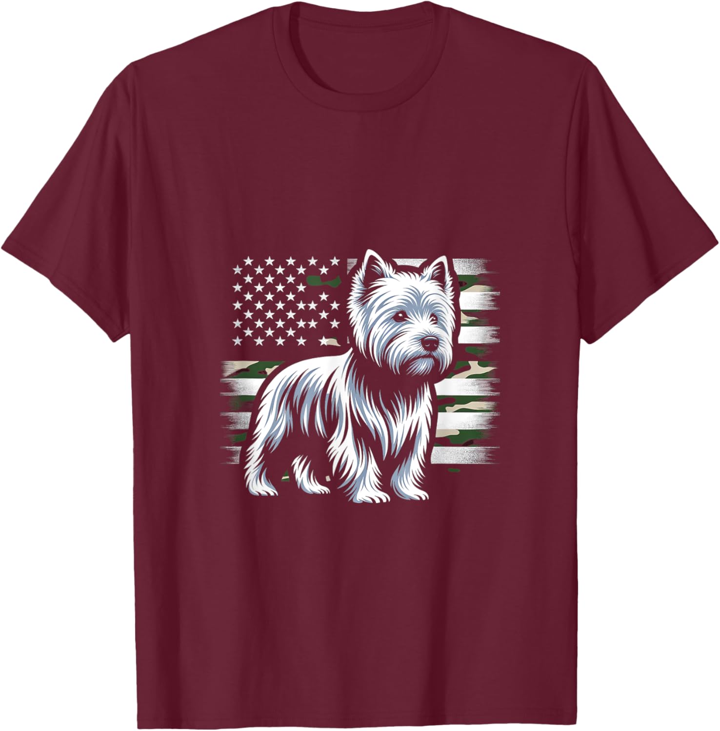 West Highland White Terrier Dog USA Flag Women Men T-Shirt - T-Shirt | Maroon