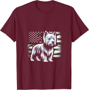 West Highland White Terrier Dog USA Flag Women Men T-Shirt - T-Shirt | Maroon