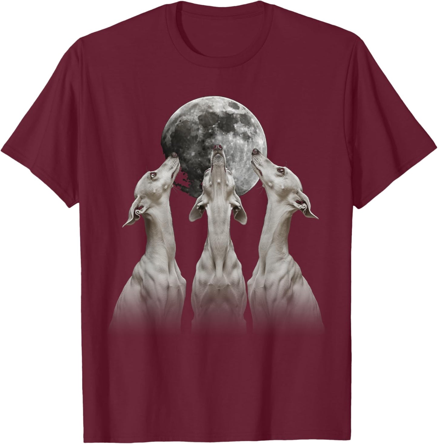 Italian Greyhound Dog Howling Moon T-Shirt - T-Shirt | Maroon