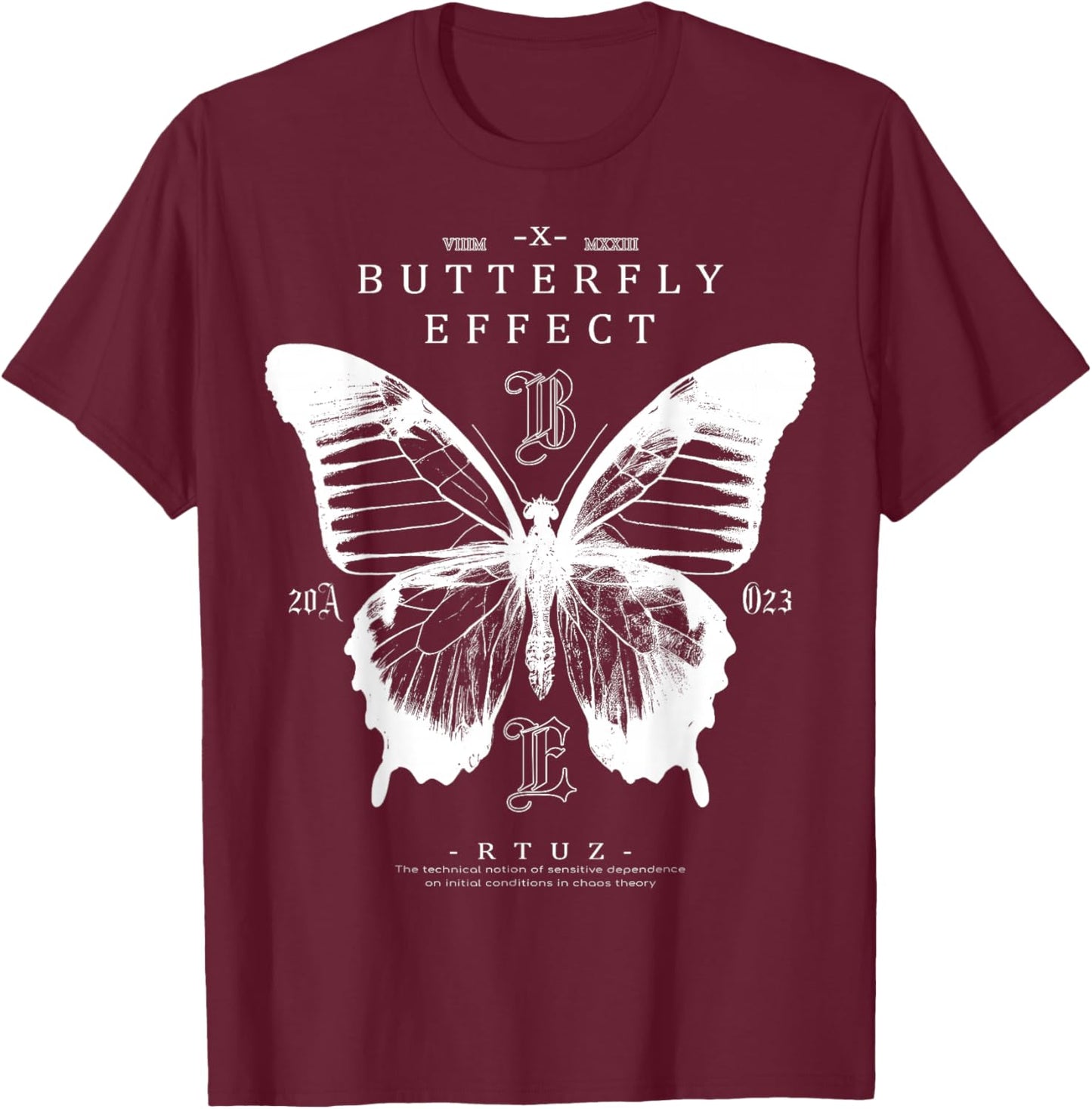 Hip Hop Y2K Hipster Streetwear Motte Butterfly Schmetterling T-Shirt - T-Shirt | Maroon