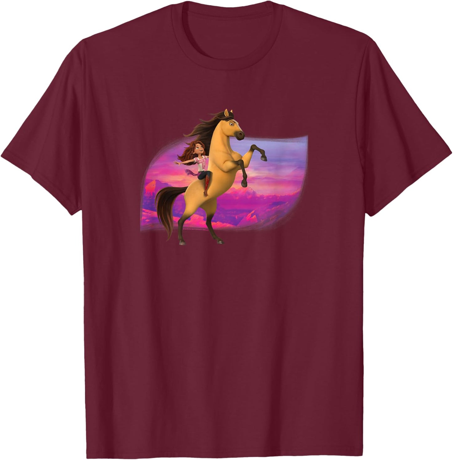 Spirit Untamed - Spirit and Happy Mountain Sunset T-Shirt - T-Shirt | Maroon