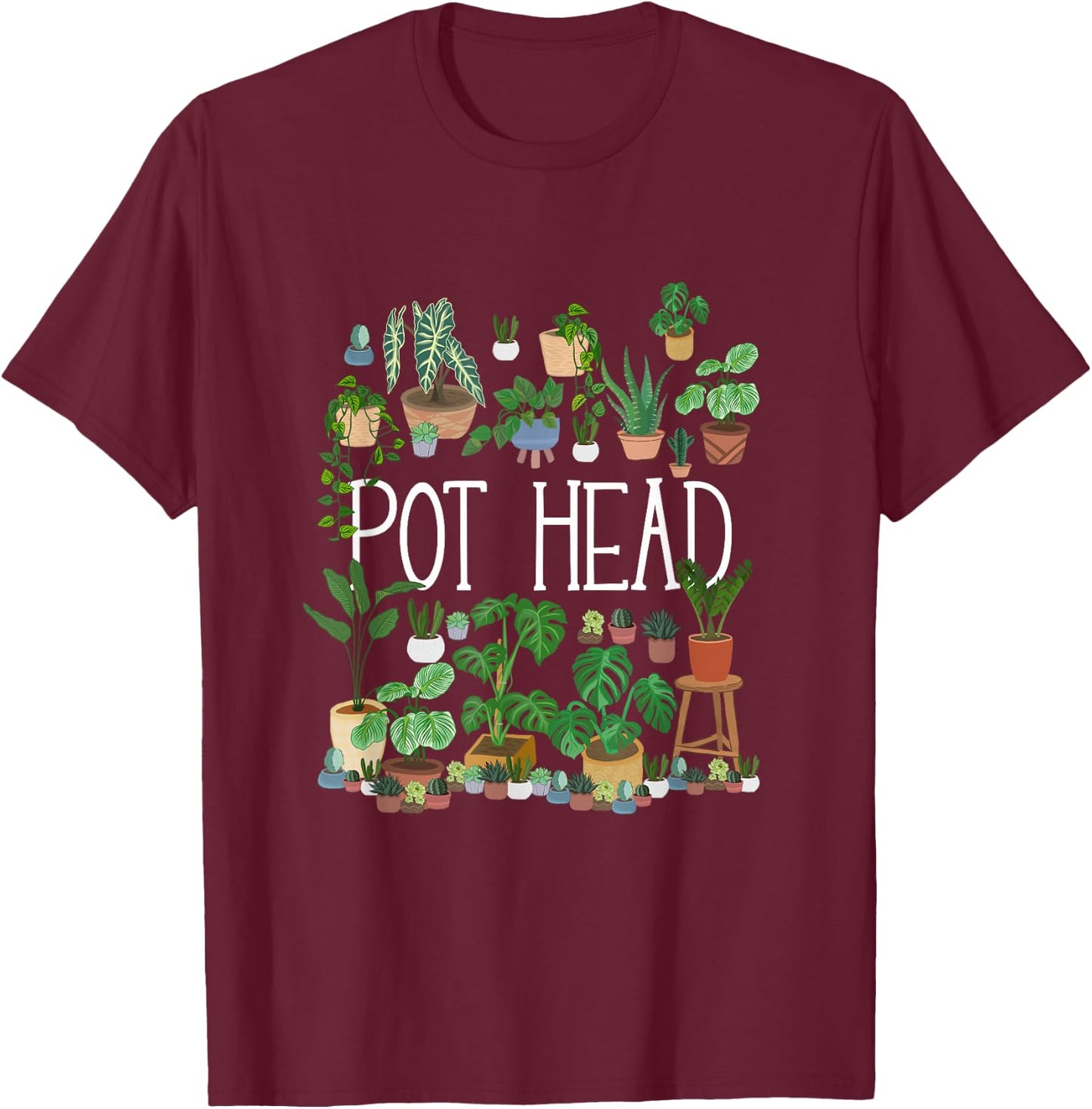 Gardening Potted Plant Lover Pot Head Gardener Garden T-Shirt - T-Shirt | Maroon