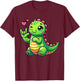 Cute Dinosaur Love You Hand Sign Language ASL T-Shirt - T-Shirt | Maroon