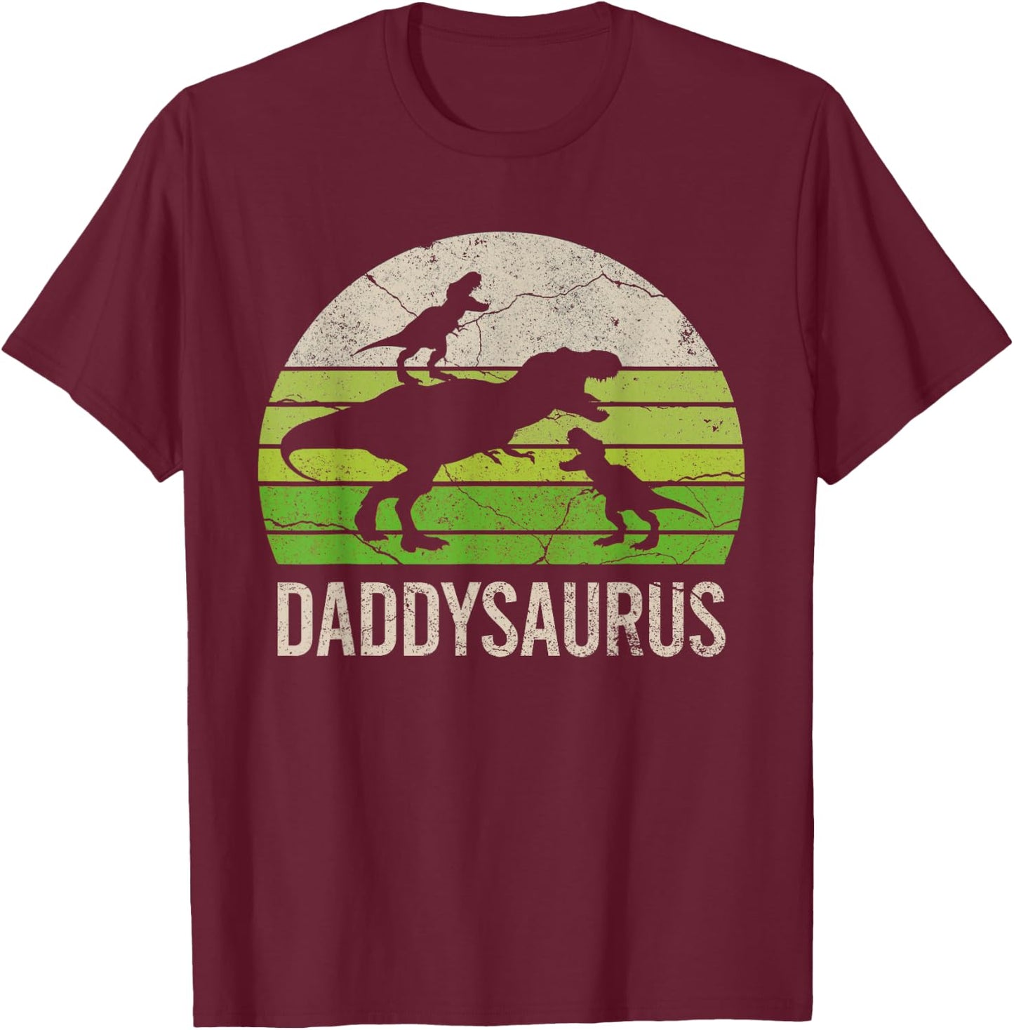 Daddy Dinosaur Funny Dad Daddysaurus 2 Two kids 2020 Gift T-Shirt - T-Shirt | Maroon
