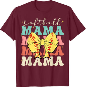 Softball Mama Mvv Mother's Day Softball Mama Retro Groovy Softball Softball Mom T-Shirt - T-Shirt | Maroon