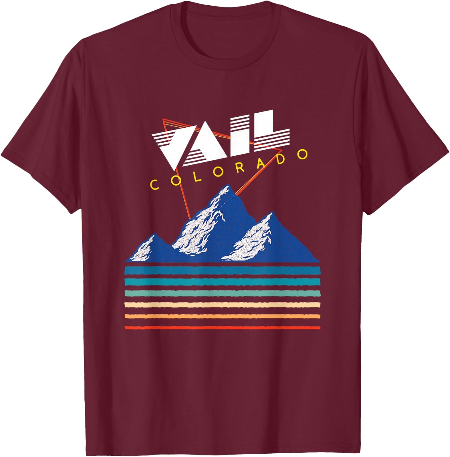 Vail Colorado - USA Ski Resort 1980s Retro Collection T-Shirt - T-Shirt | Maroon