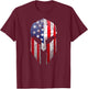 Patriotic American Spartan Warrior USA Flag Helmet T-Shirt - T-Shirt | Maroon