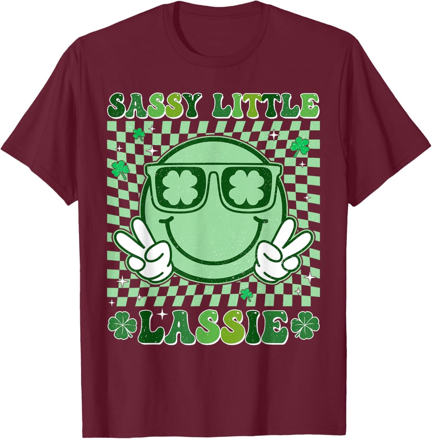 Retro St Patrick's Day Sassy Little Lassie Kid Girls Toddler T-Shirt - T-Shirt | Maroon